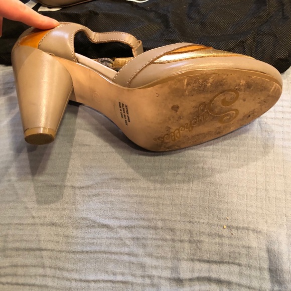 Seychelles Shoes | Seychelles Metallic Tstrap Mary Jane Pumps Sz 75 | Poshmark